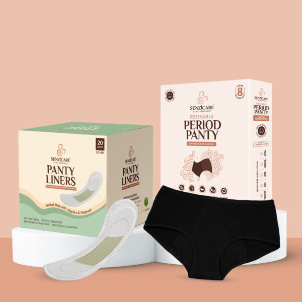 Reusable Leak-Proof Period Panty With Herbal Pantyliners  For Women | Washable Lasts For 3 Years | Breathable & Rash Free Pantyliner