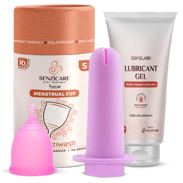 Senzicare Reusable Menstrual Cup, Menstrual Cup Applicator with Lubricant Gel for Women