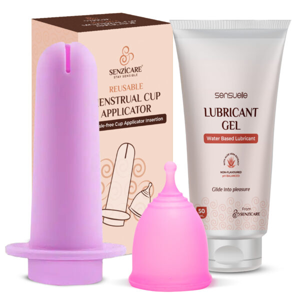 Senzicare Reusable Menstrual Cup, Menstrual Cup Applicator with Lubricant Gel for Women