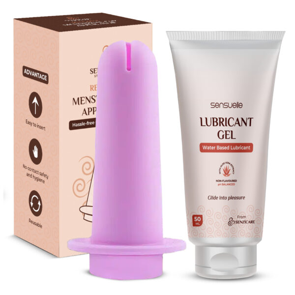 Senzicare Reusable Menstrual Cup Applicator with Lubricant Gel for Women