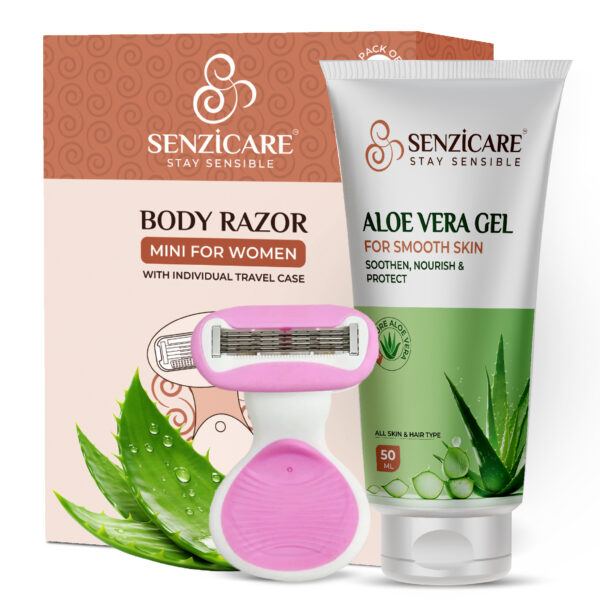 Senzicare Foldable Eyebrow & Facial Razor for Women with Aloe Vera Gel