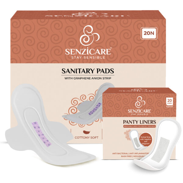 Senzicare Graphene Anion Sanitary Napkins (20) With Panty Liner (20) Combo