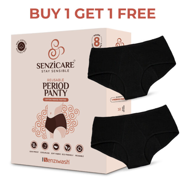 Buy one Get one free: Senzicare Reusable Leak Proof Menstrual Period Panty For Women | 2 Period Panty