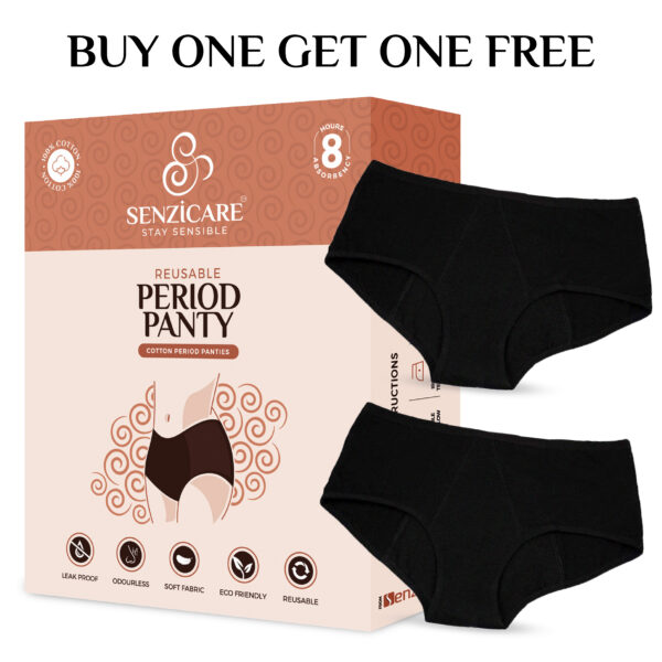 Buy one Get one free: Senzicare Reusable Leak Proof Menstrual Period Panty For Women | 2 Period Panty