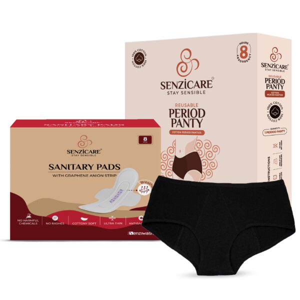 Reusable Leak Proof Menstrual Period Panty and Graphene Sanitary Napkin Combo for women by Senzicare